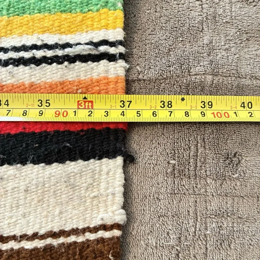 Vintage Mexican Serape Woven Blanket Throw Red Eagle Snake Wool 37x70”